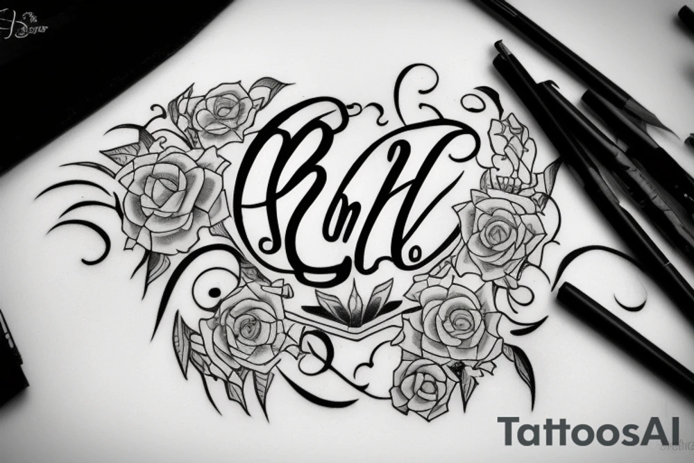 Tatto with 3 letters A P and R which are the initials of husband wife and son's name tattoo idea