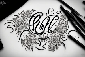 Tatto with 3 letters A P and R which are the initials of husband wife and son's name tattoo idea