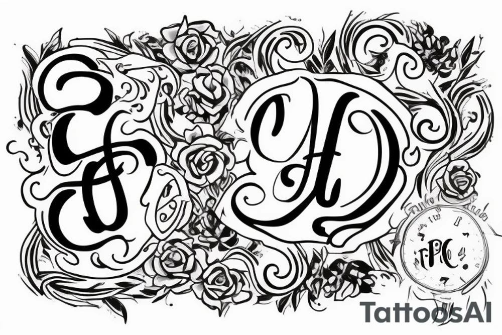 Tatto with 3 letters A P and R which are the initials of husband wife and son's name tattoo idea