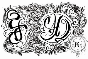 Tatto with 3 letters A P and R which are the initials of husband wife and son's name tattoo idea