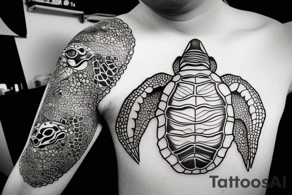 turtle in the ocean tattoo idea