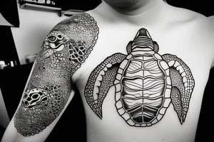 turtle in the ocean tattoo idea