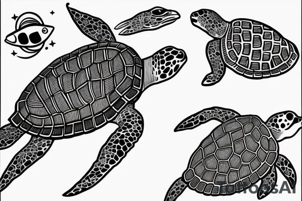 turtle in the ocean tattoo idea