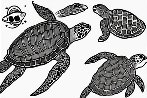 turtle in the ocean tattoo idea