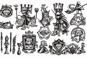 A little knight looking outside from castle with his dog tattoo idea