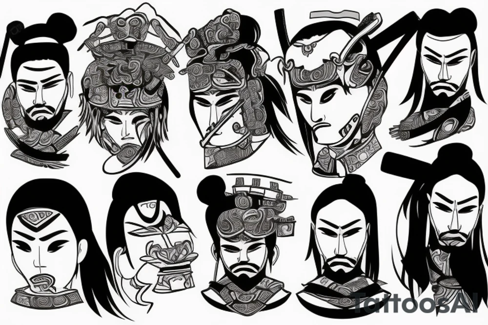 Samurai watching forest tattoo idea