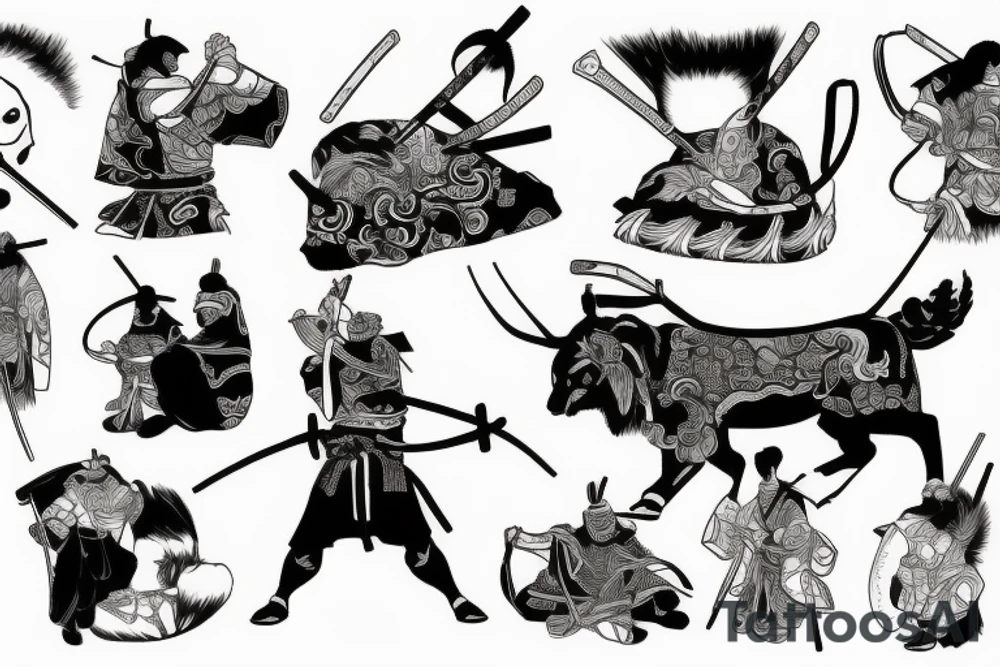 Samurai watching forest tattoo idea