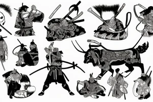 Samurai watching forest tattoo idea