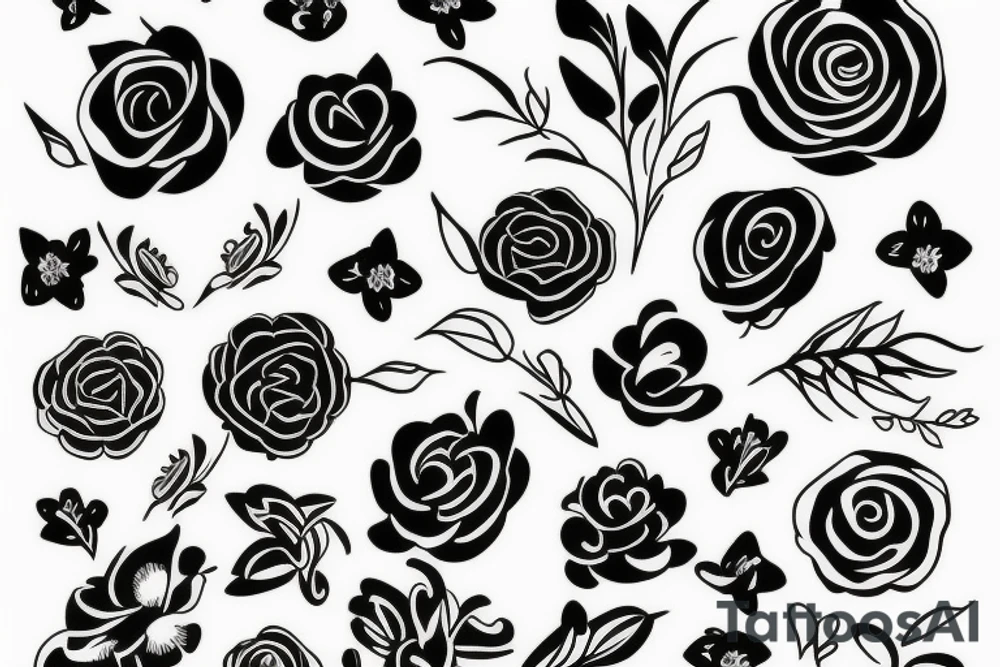 Minimal flowers with dollar bills tattoo idea