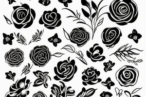 Minimal flowers with dollar bills tattoo idea
