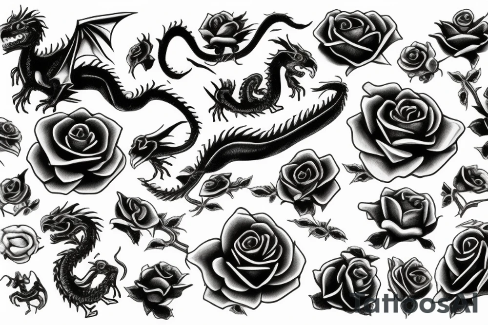 Rose dragon tattoo idea