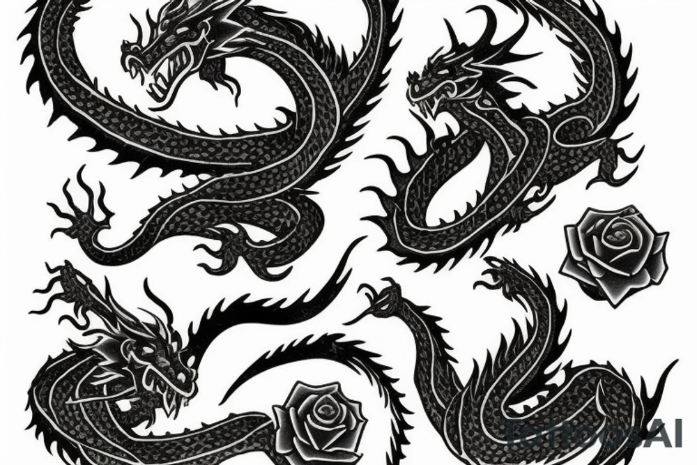 Rose dragon tattoo idea