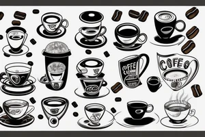 Coffee, realistic, pitcher, coffee machine, coffee beans tattoo idea