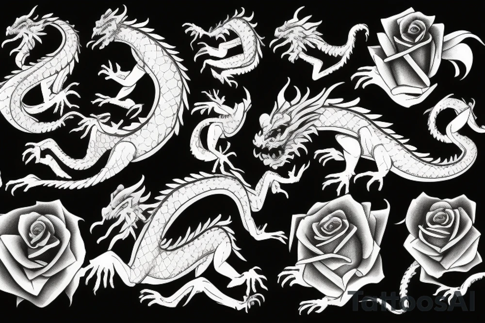Rose dragon tattoo idea