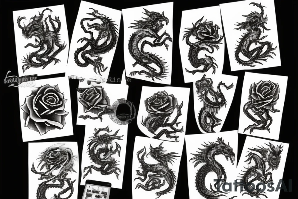 Rose dragon tattoo idea