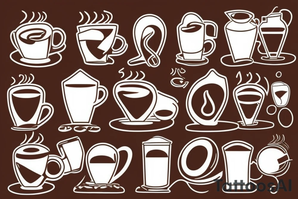 Coffee, realistic, pitcher, coffee machine, coffee beans tattoo idea