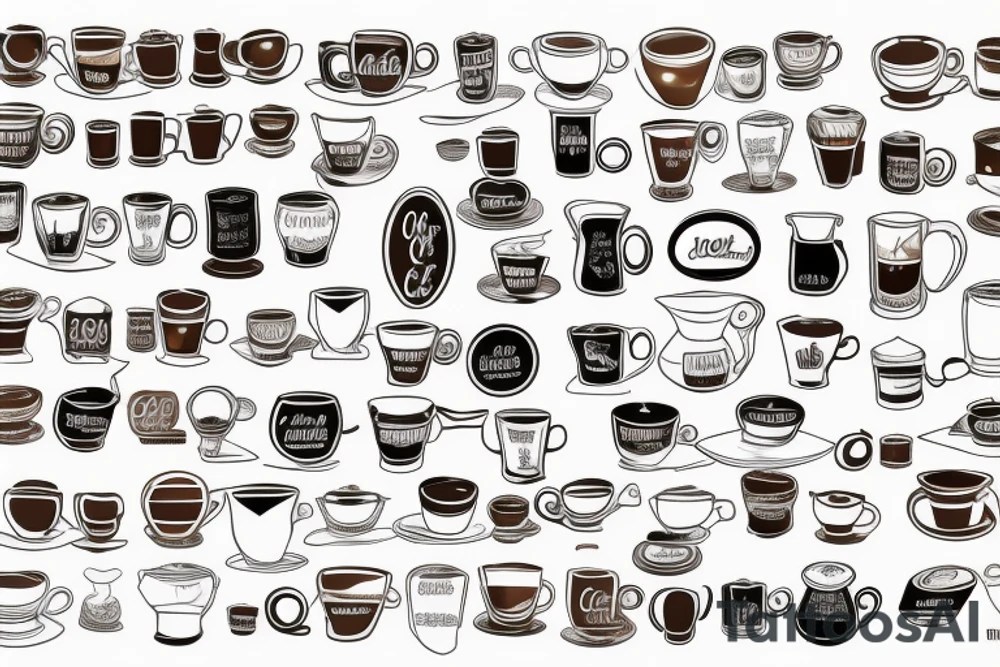 Coffee, realistic, pitcher, coffee machine, coffee beans, tasty, bitter, coffee house, high, quality, high-quality picture tattoo idea