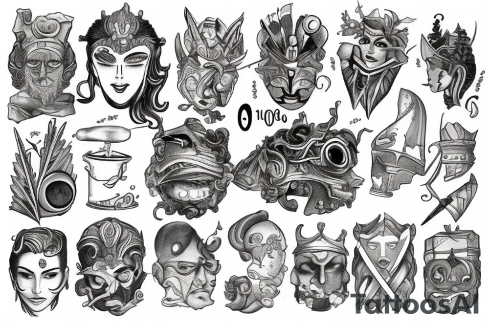 adventures and myths described in the book "a thousand-faced hero" tattoo idea