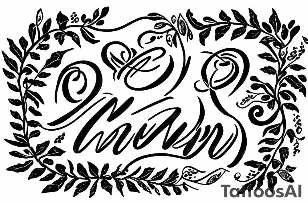 Gxvin text in cursive with vines tattoo idea