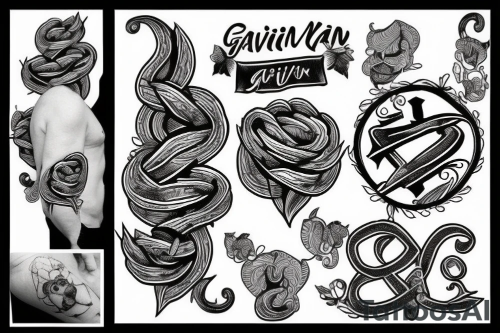 Gavin name with vines around it tattoo idea