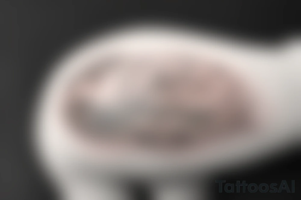 Rounded back of calf tattoo with a seascape image of Portugal tattoo idea