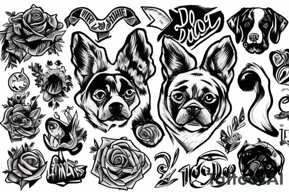 dog flexing tattoo idea