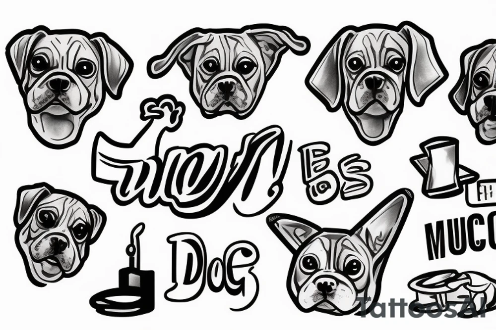 dog flexing muscle tattoo idea