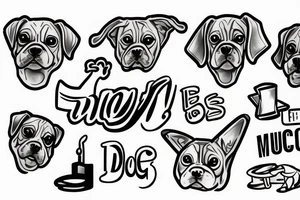 dog flexing muscle tattoo idea