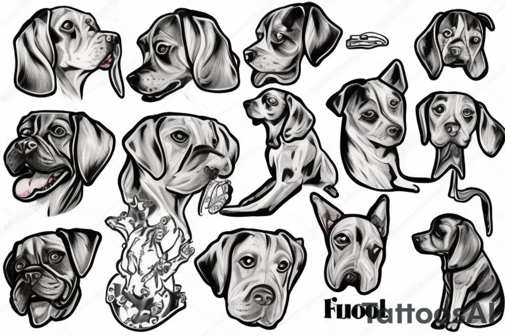 dog flexing muscle tattoo idea