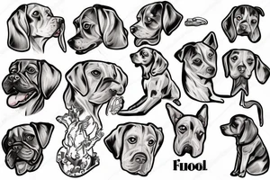 dog flexing muscle tattoo idea