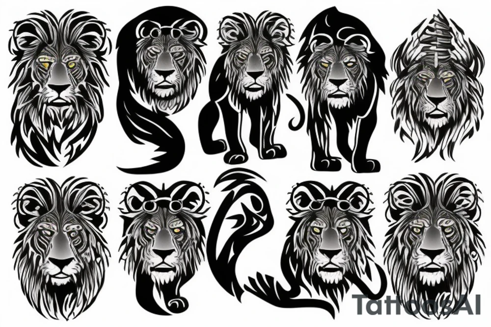 black lion on a hill tattoo idea