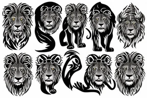 black lion on a hill tattoo idea