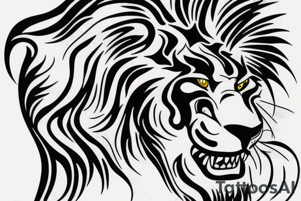 black lion on a hill tattoo idea