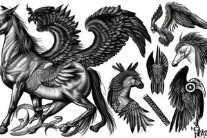 Pegasus,gladiator,Zeus tattoo idea