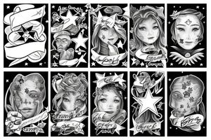 Stars with positive words tattoo idea