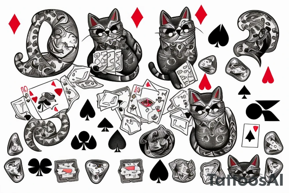 Cat playing poker tattoo idea