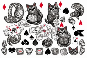 Cat playing poker tattoo idea
