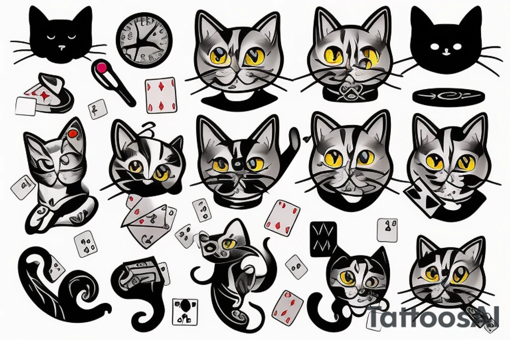 Cat playing poker tattoo idea