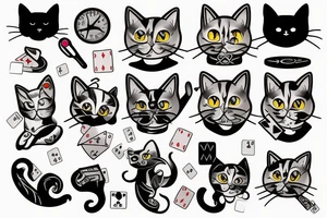 Cat playing poker tattoo idea