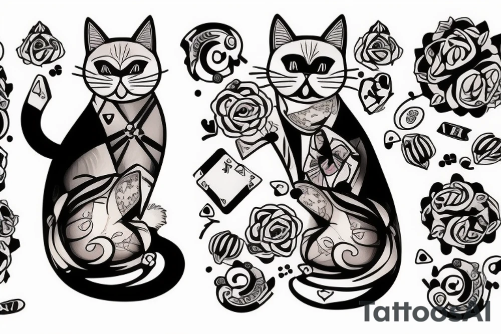 Cat playing poker tattoo idea