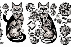 Cat playing poker tattoo idea