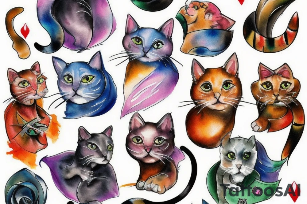 Cat playing poker tattoo idea