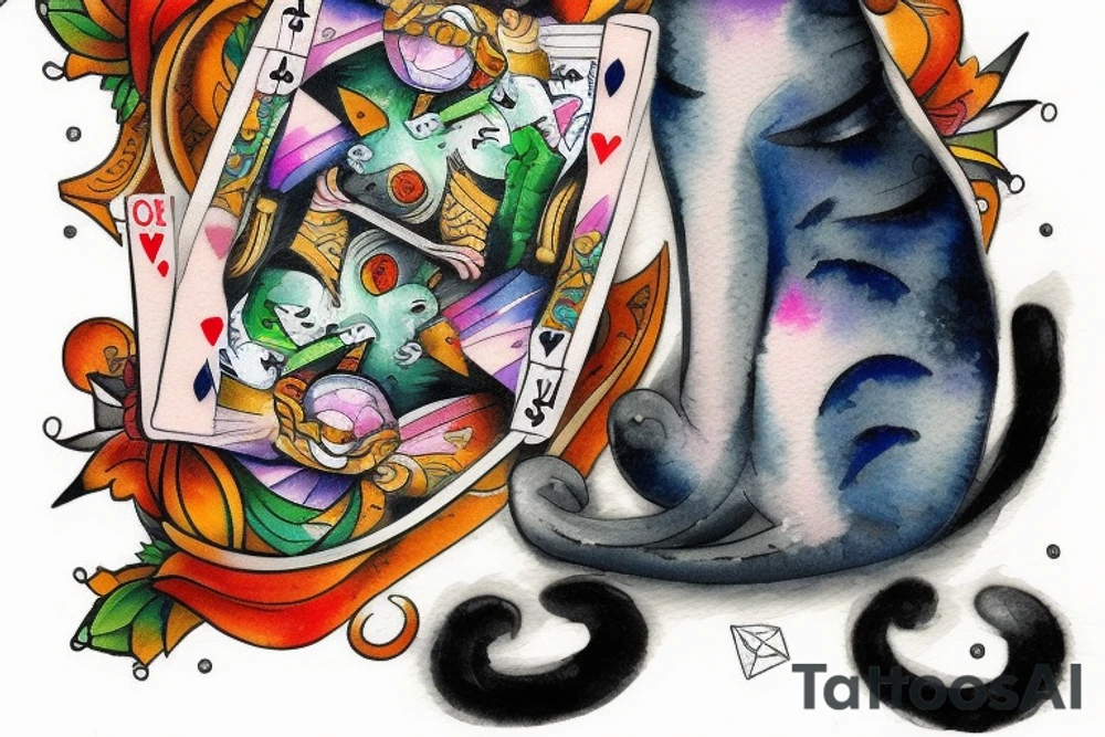 Cat playing poker tattoo idea