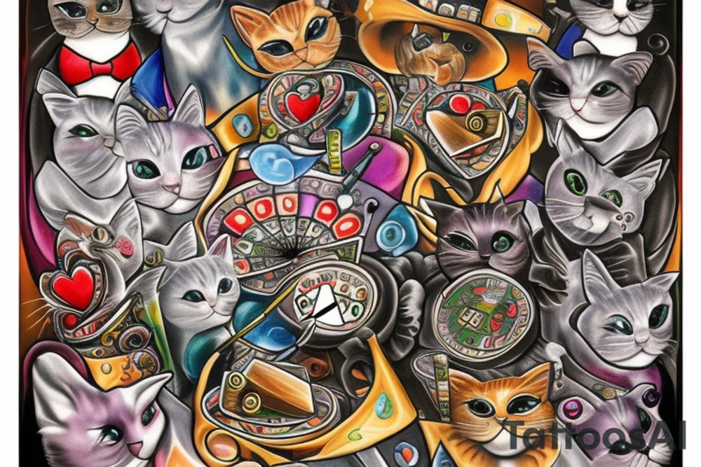 Cat playing poker tattoo idea