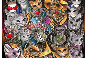 Cat playing poker tattoo idea
