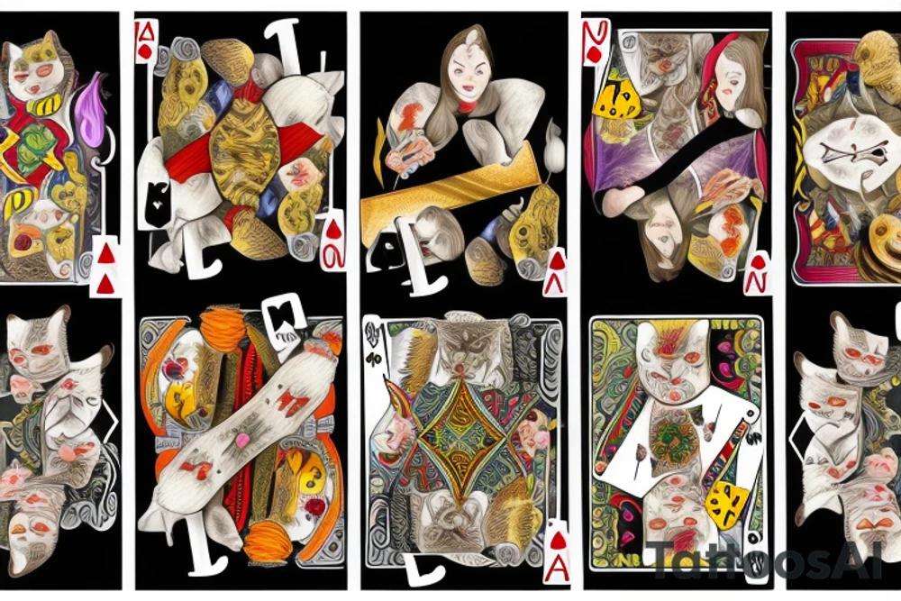 Cat playing poker tattoo idea