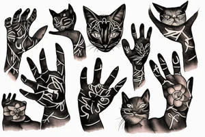 hand with cats tattoo idea