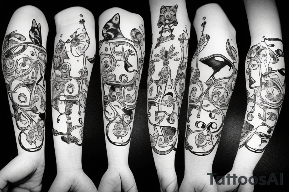 clock with cat tattoo idea