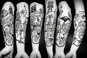 clock with cat tattoo idea