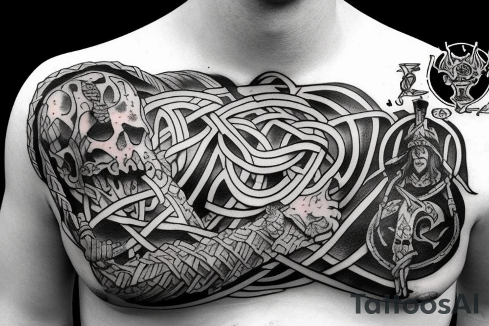 Viking fight death comic fantasy tattoo idea